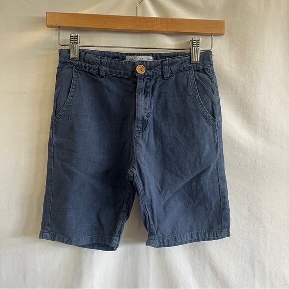 Zara Blue Flat Front Shorts Boys Size 8 Linen Blend Preppy Casual Summer Coastal - Picture 1 of 7